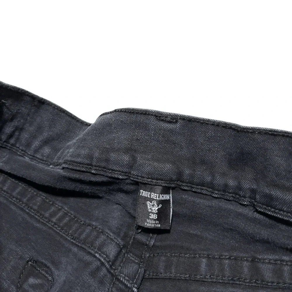 True Religion Men's Geno Relaxed Slim Jeans Faded Black Size 36 x 33